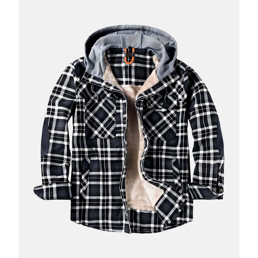Checked Jacket with Buttons and Hood | Ideal for Cool Days and Casual Looks