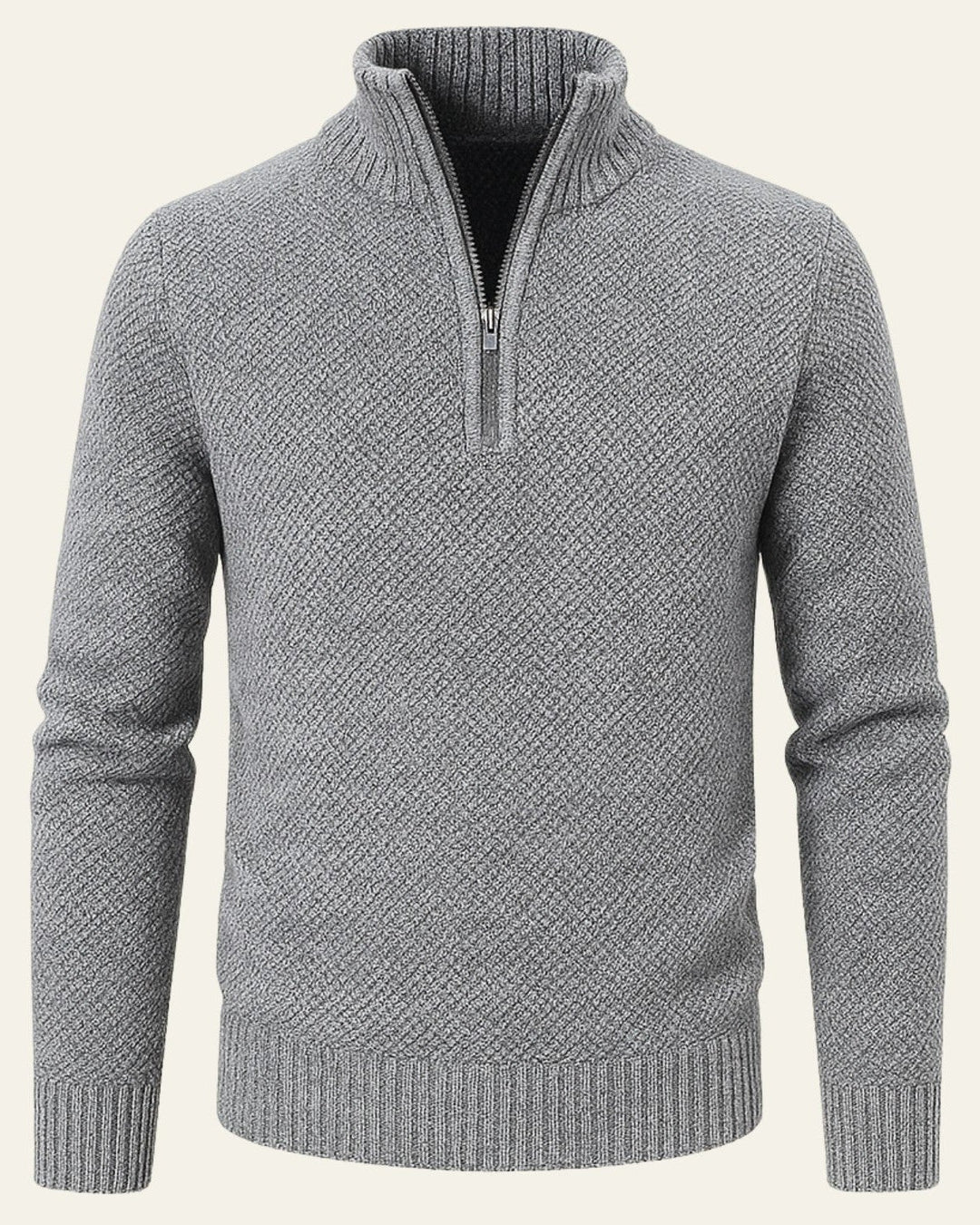 Herrenpullover mit strukturierter Halbzipper-Front | Leichtes Polyester und zeitgemäßer Stil