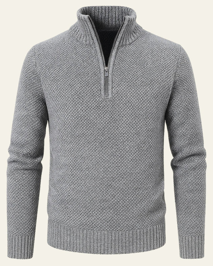 Herrenpullover mit strukturierter Halbzipper-Front | Leichtes Polyester und zeitgemäßer Stil