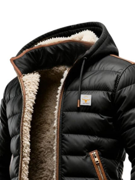 Veste matelassée à capuche pour homme à finitions contrastantes