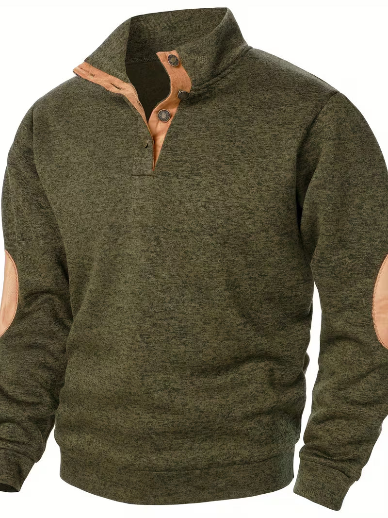 Sweatshirt met hoge kraag en knoopsluiting bij de hals