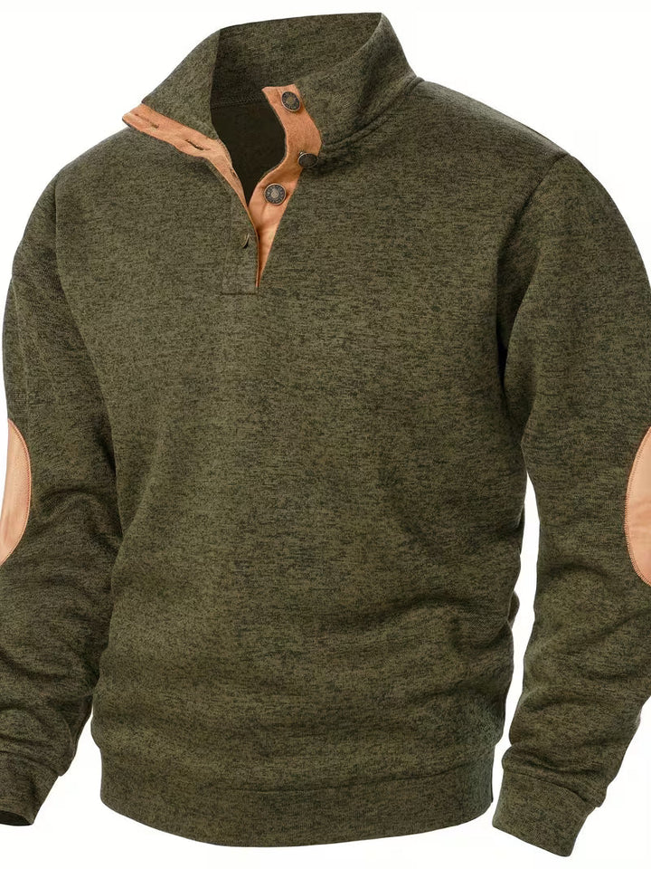 Sweatshirt met hoge kraag en knoopsluiting bij de hals