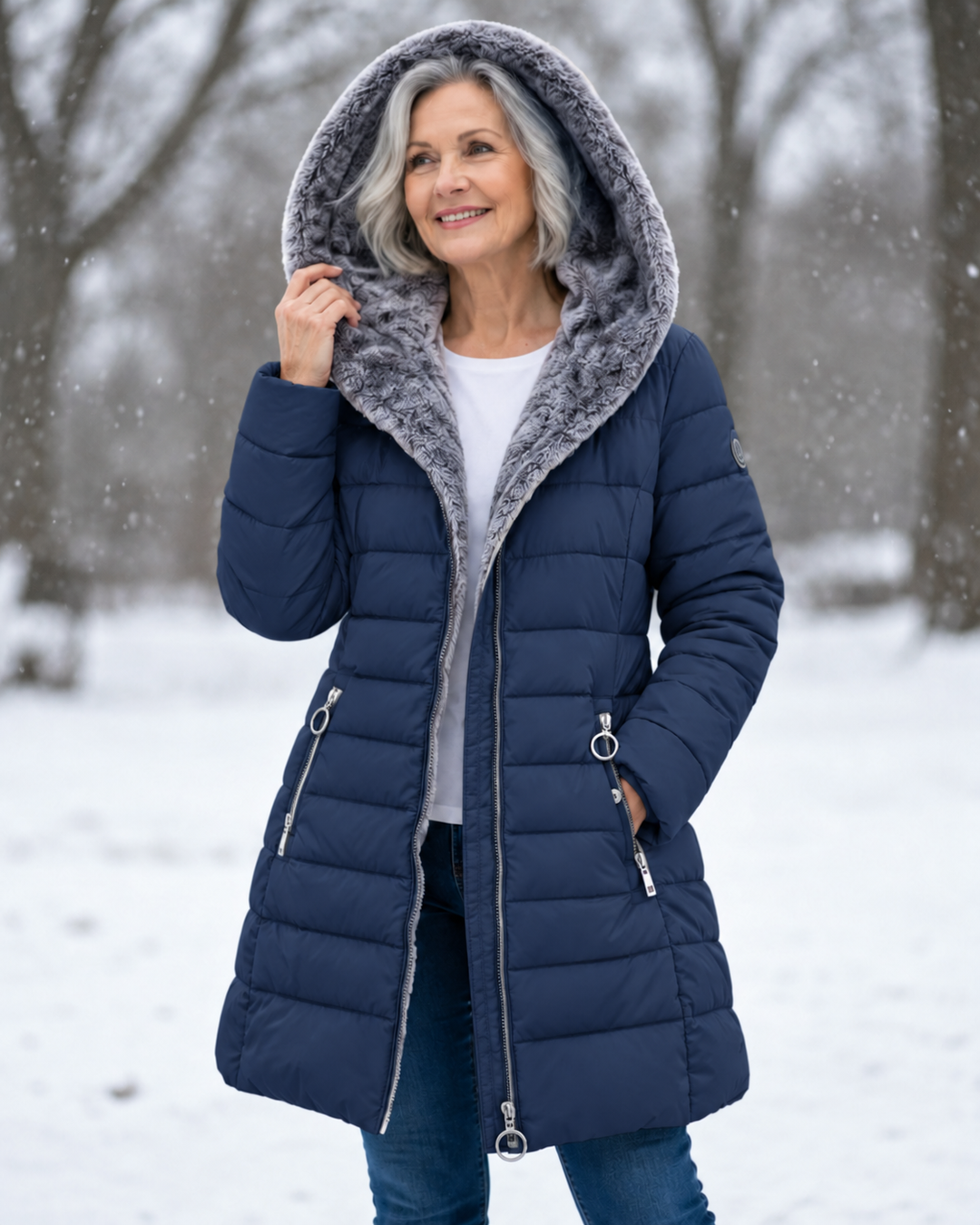Aveline | Cappotto trapuntato con cappuccio e zip ad anello