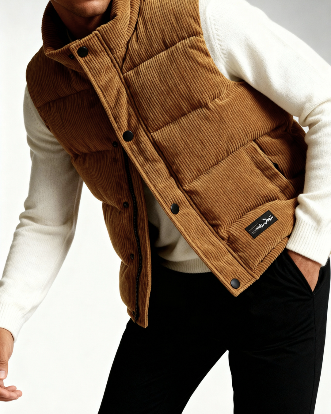 Chaleco acolchado de pana para hombre | Calidez ligera y estilo elegante para los días frescos