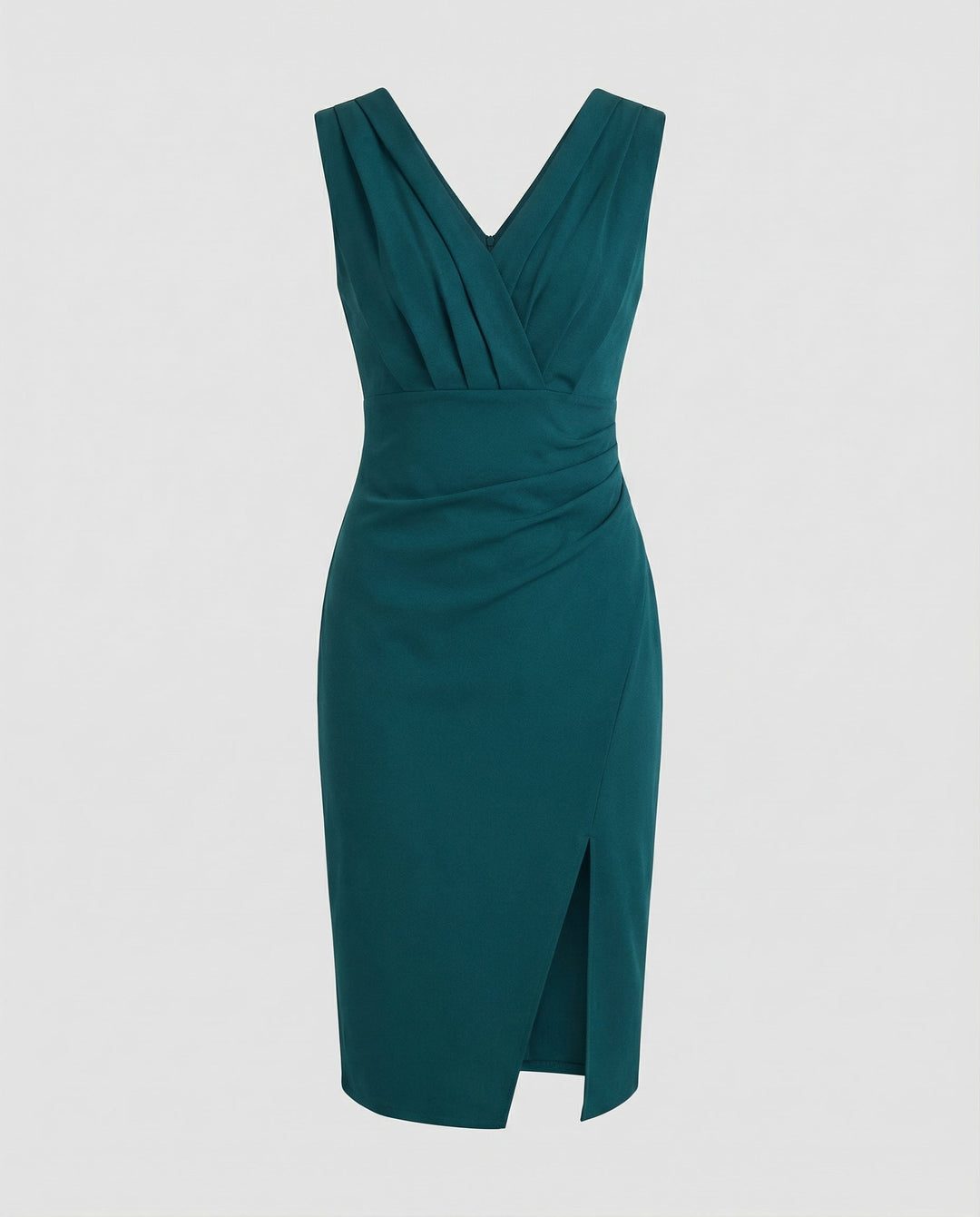 Sleeveless V-Neck Midi Dress With Slit