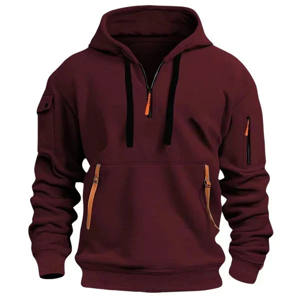 Sweat à capuche utilitaire homme à demi-fermeture éclair