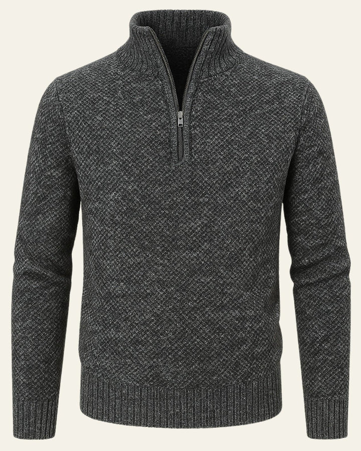 Herrenpullover mit strukturierter Halbzipper-Front | Leichtes Polyester und zeitgemäßer Stil