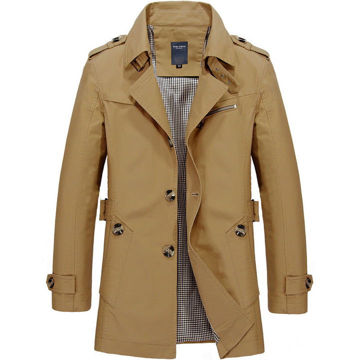 Herren-Trenchcoat mit zweireihiger Knopfleiste und Reißverschluss