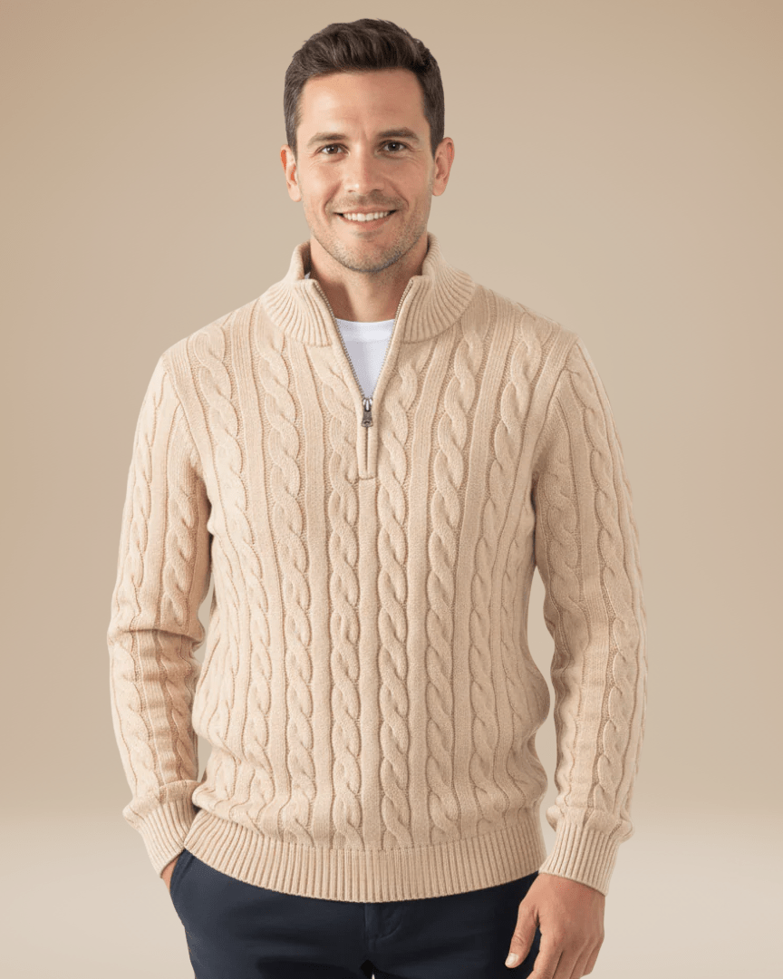 Unisex Cable Sweater with Half Zip | Comfort and Classic Style for Every Occasion