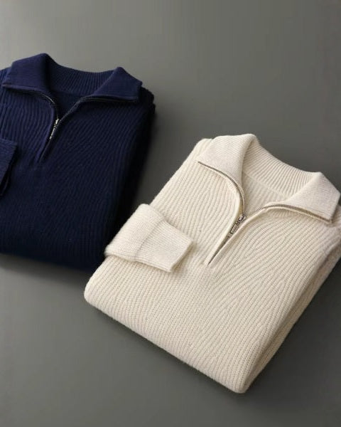 Camisola de lã Merino com fecho para homem | Calor natural e requinte alpino para visuais versáteis