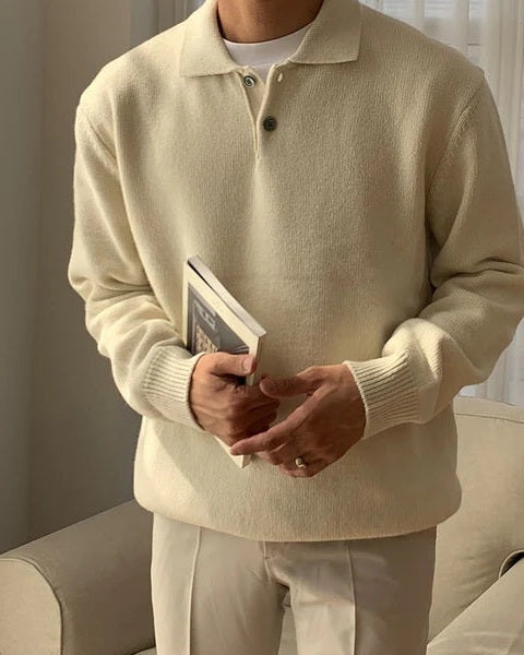 Maglione polo da uomo in maglia morbida | Colletto classico e comfort quotidiano