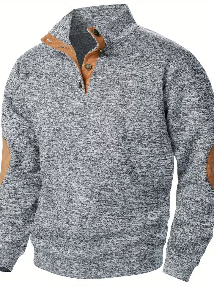 Sweatshirt met hoge kraag en knoopsluiting bij de hals