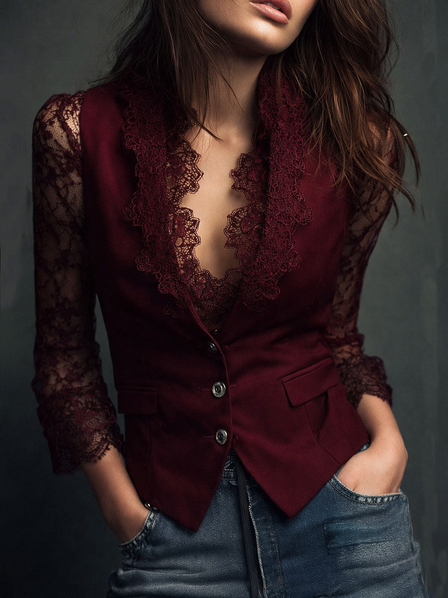 Sophie | Chaqueta entallada con mangas de encaje