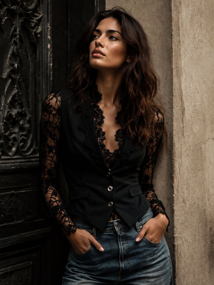 Sophie | Chaqueta entallada con mangas de encaje