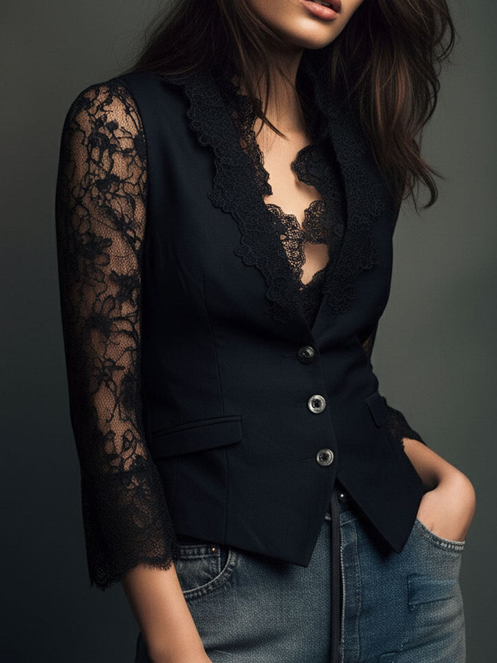 Sophie | Chaqueta entallada con mangas de encaje