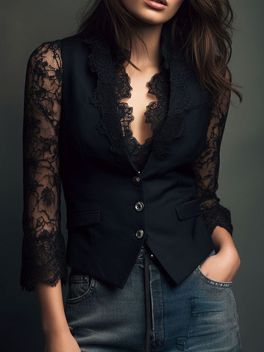 Sophie | Chaqueta entallada con mangas de encaje