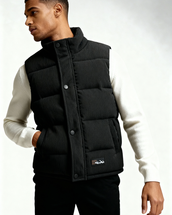 Chaleco acolchado de pana para hombre | Calidez ligera y estilo elegante para los días frescos
