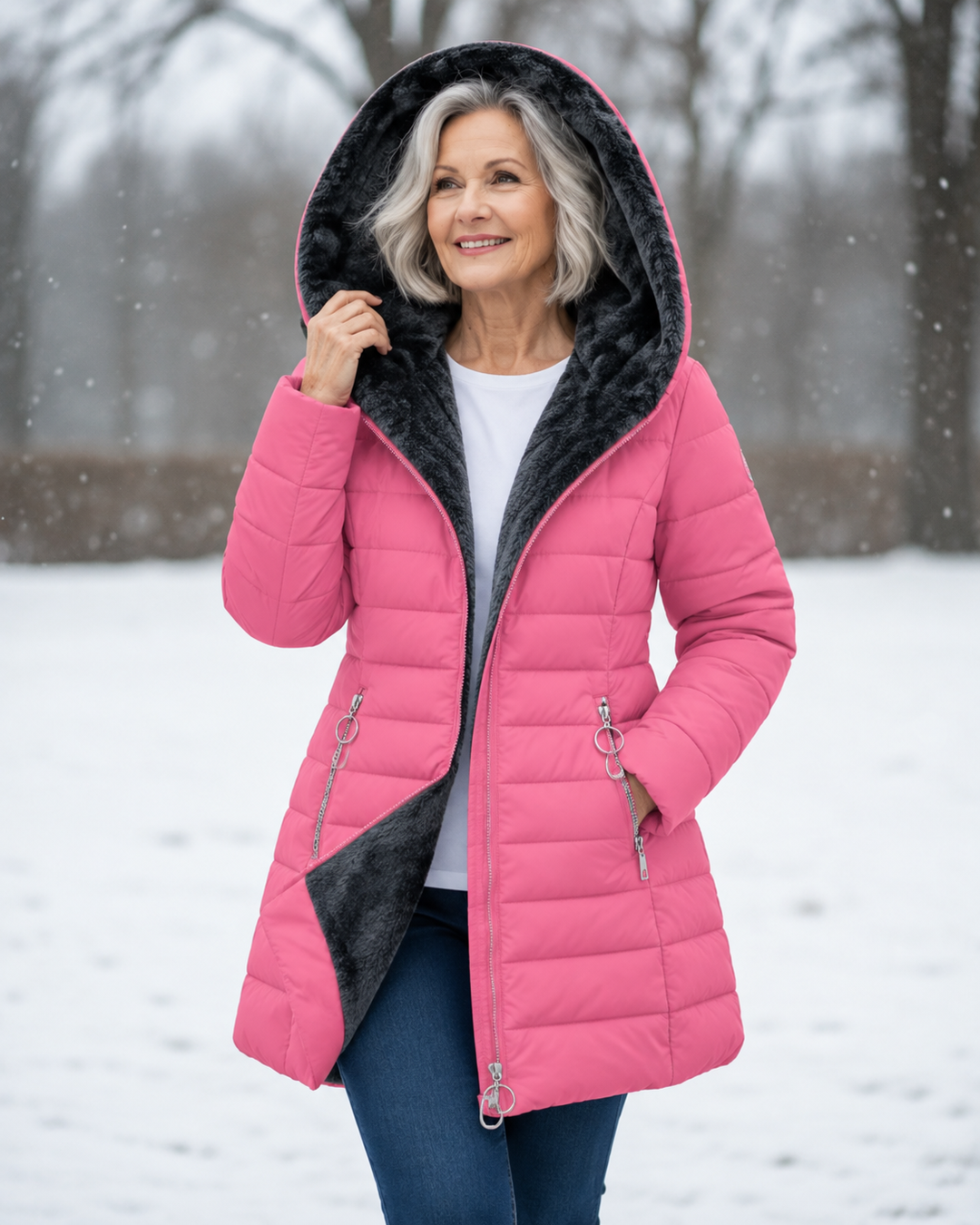 Aveline | Cappotto trapuntato con cappuccio e zip ad anello