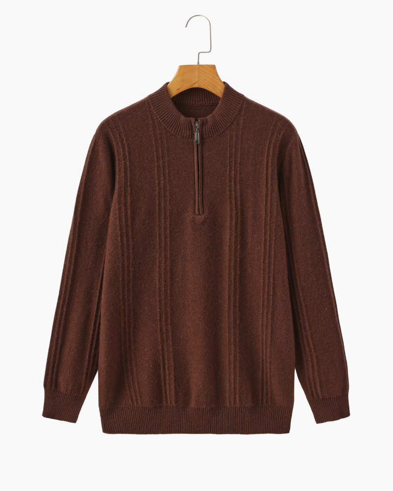 Kaschmirpullover mit halbem Reißverschluss | Premium-Komfort