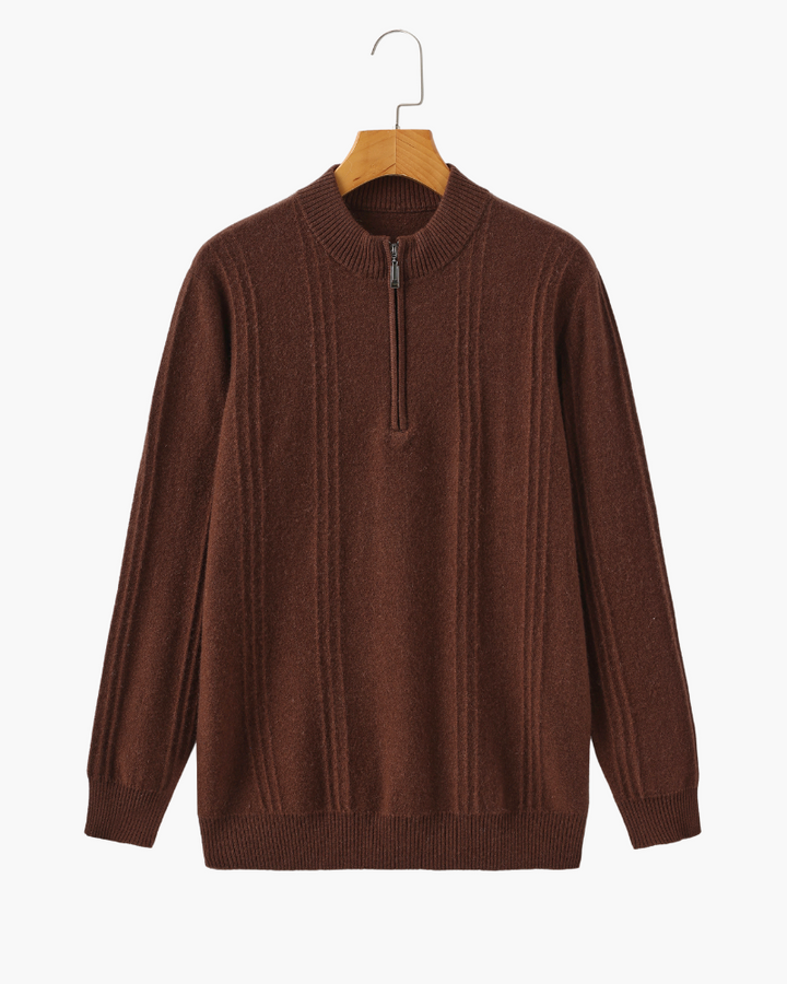 Kaschmirpullover mit halbem Reißverschluss | Premium-Komfort