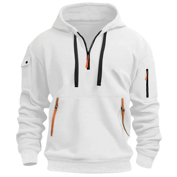 Sweat à capuche utilitaire homme à demi-fermeture éclair