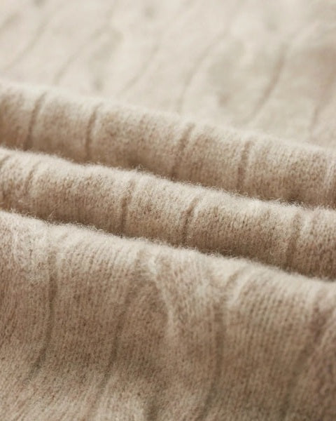 Pullover aus Merinowolle mit Reißverschluss für Herren | Zopfmuster und gerippter Kragen für raffinierten Komfort das ganze Jahr über