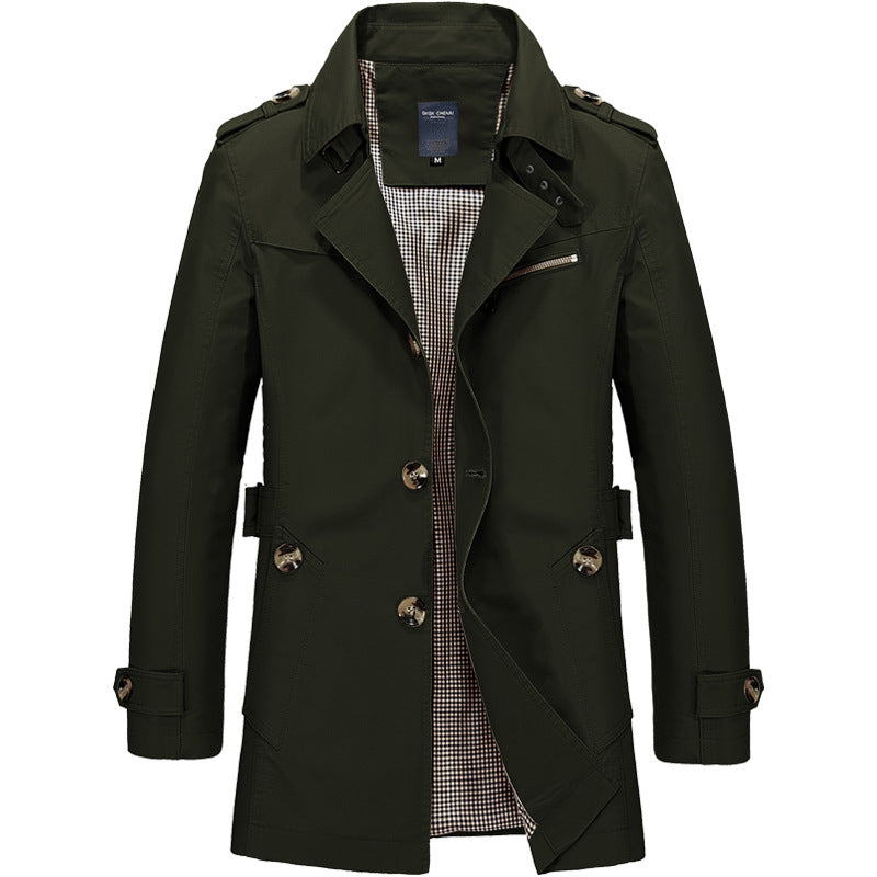 Herren-Trenchcoat mit zweireihiger Knopfleiste und Reißverschluss