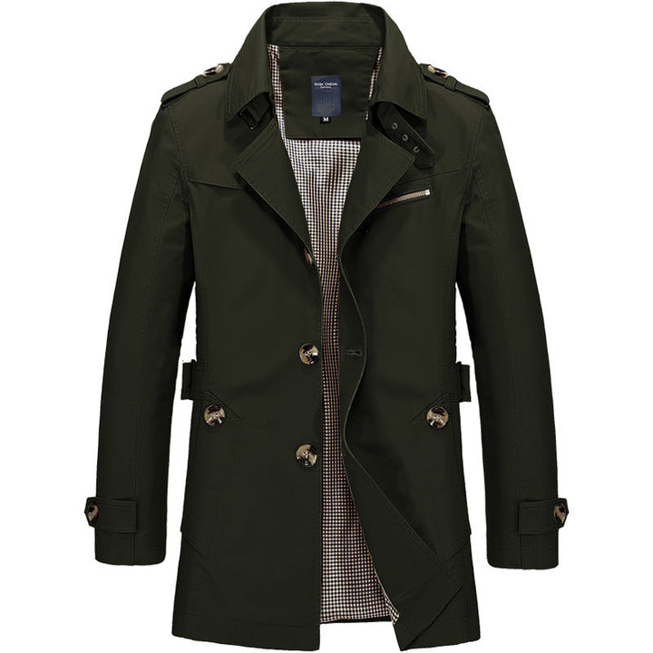 Herren-Trenchcoat mit zweireihiger Knopfleiste und Reißverschluss