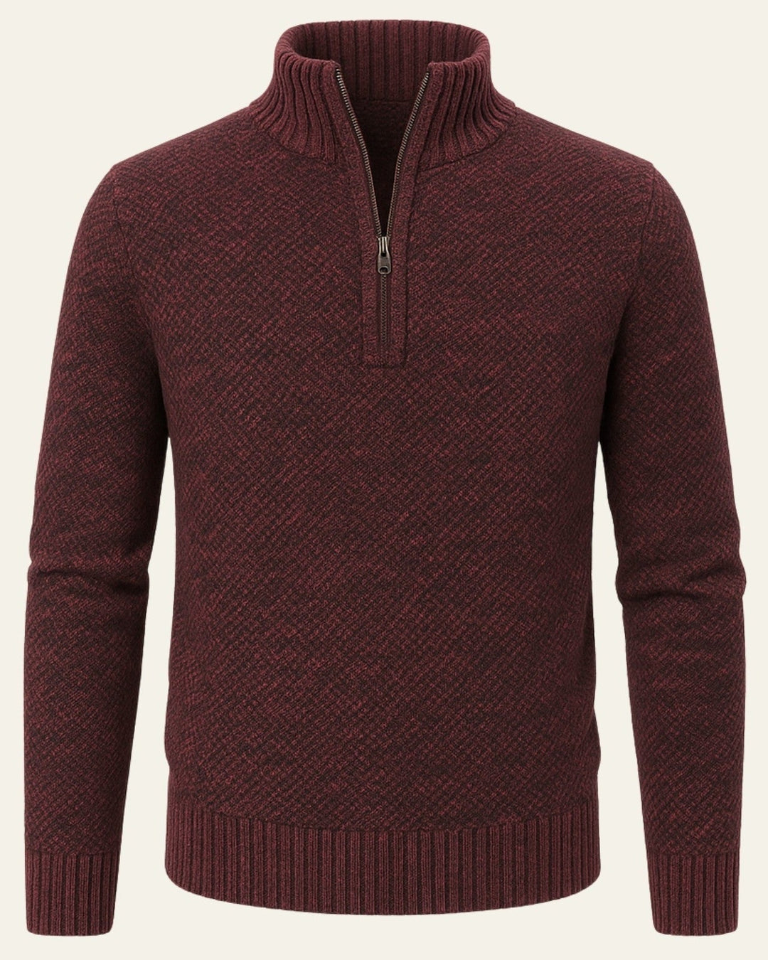 Herrenpullover mit strukturierter Halbzipper-Front | Leichtes Polyester und zeitgemäßer Stil