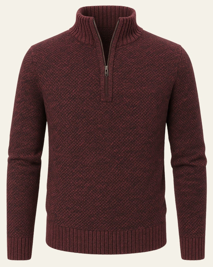 Herrenpullover mit strukturierter Halbzipper-Front | Leichtes Polyester und zeitgemäßer Stil