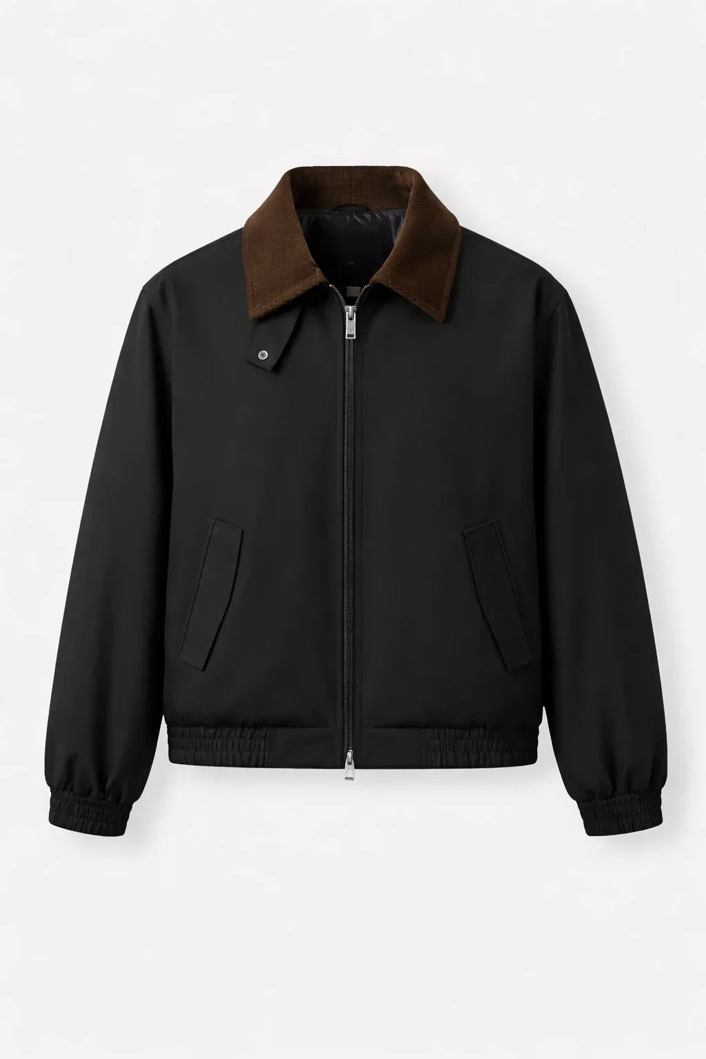 Giacca utility corta nera da uomo | Colletto in velluto e stile casual