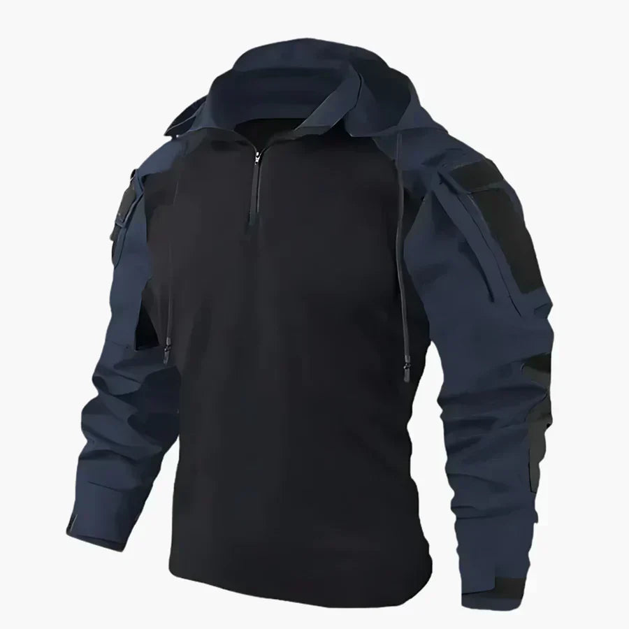 Maglia utility da uomo con zip a un quarto e pannelli a contrasto