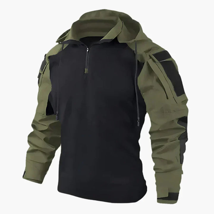 Maglia utility da uomo con zip a un quarto e pannelli a contrasto