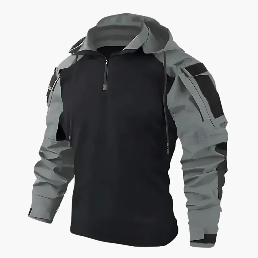 Maglia utility da uomo con zip a un quarto e pannelli a contrasto