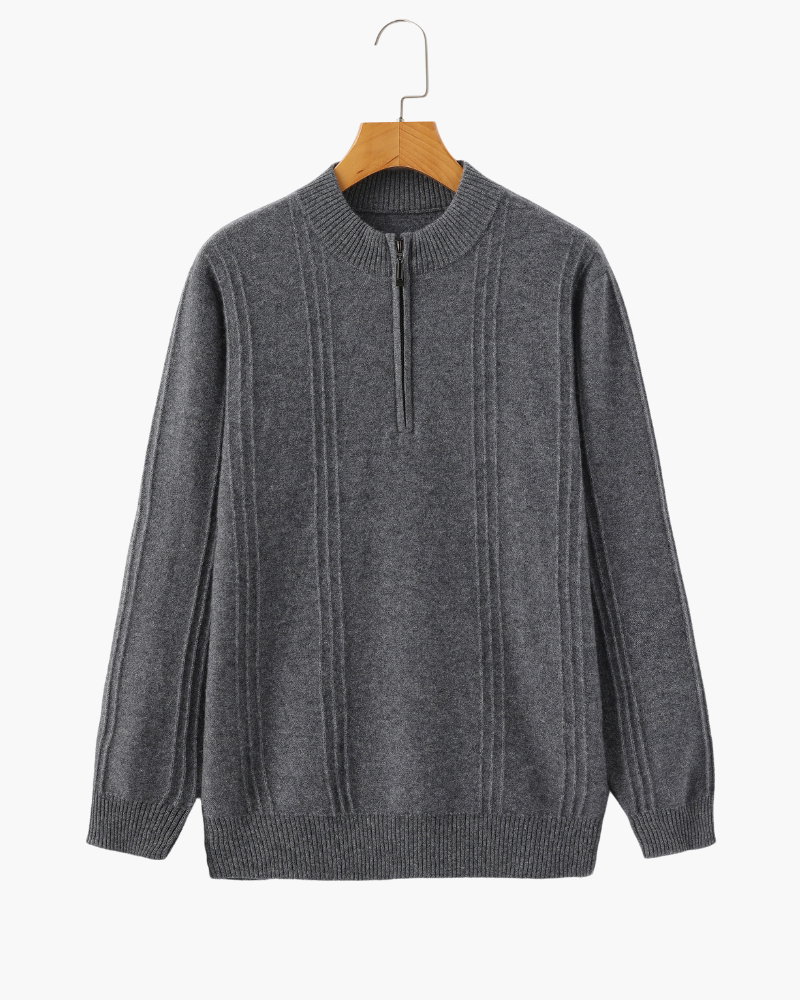 Kaschmirpullover mit halbem Reißverschluss | Premium-Komfort