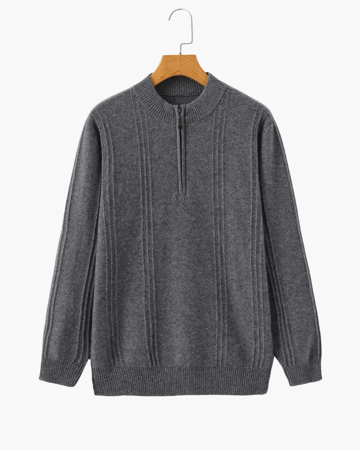 Kaschmirpullover mit halbem Reißverschluss | Premium-Komfort
