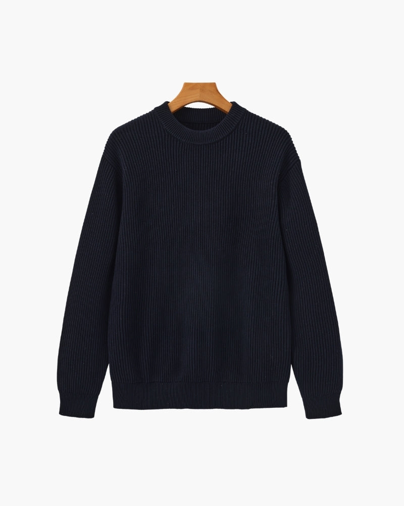 Jersey de algodón a rayas | Cuello redondo
