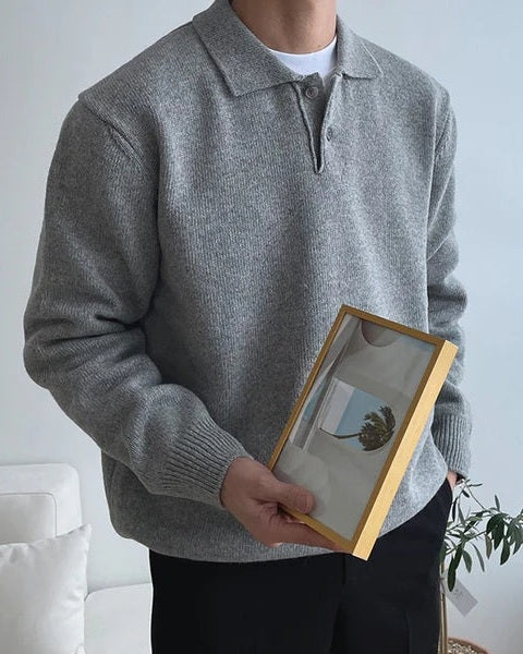 Maglione polo da uomo in maglia morbida | Colletto classico e comfort quotidiano