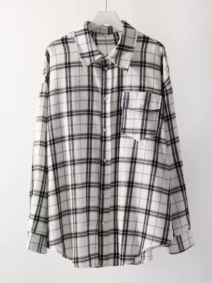 LEANDRA™|CAMICIA A QUADRI OVERSIZE VINTAGE