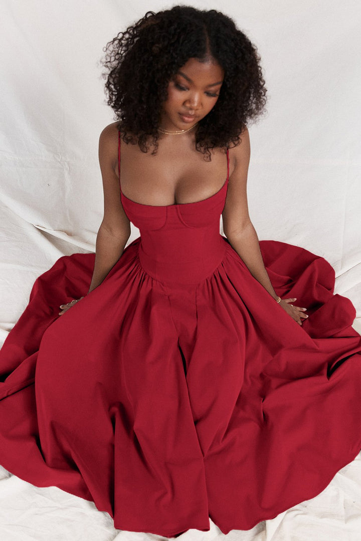 Corset Midi Dress With Sweetheart Neckline