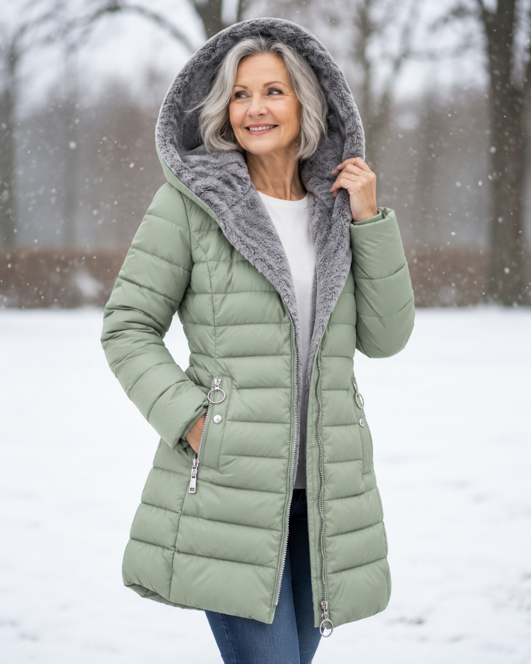 Aveline | Cappotto trapuntato con cappuccio e zip ad anello