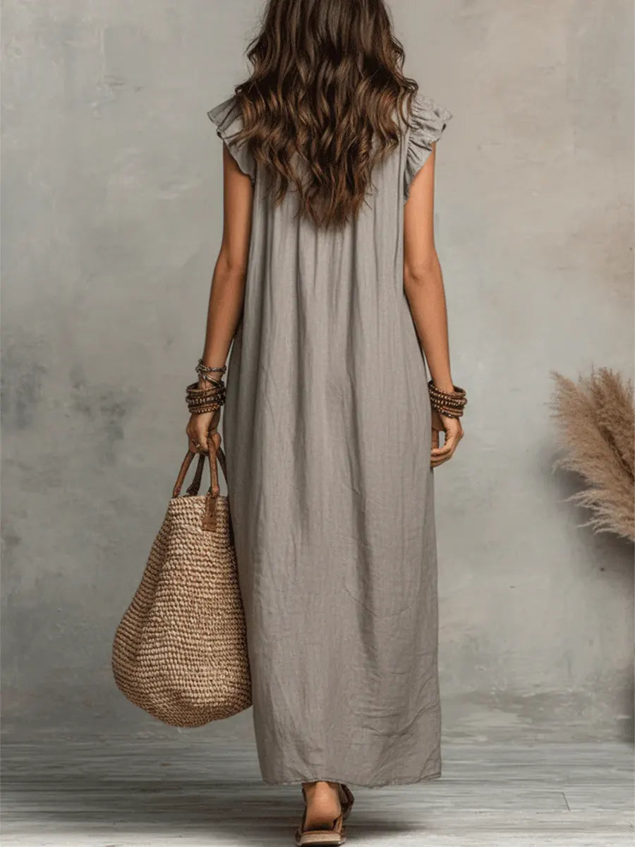 Abito Lungo Donna con Volant Boho