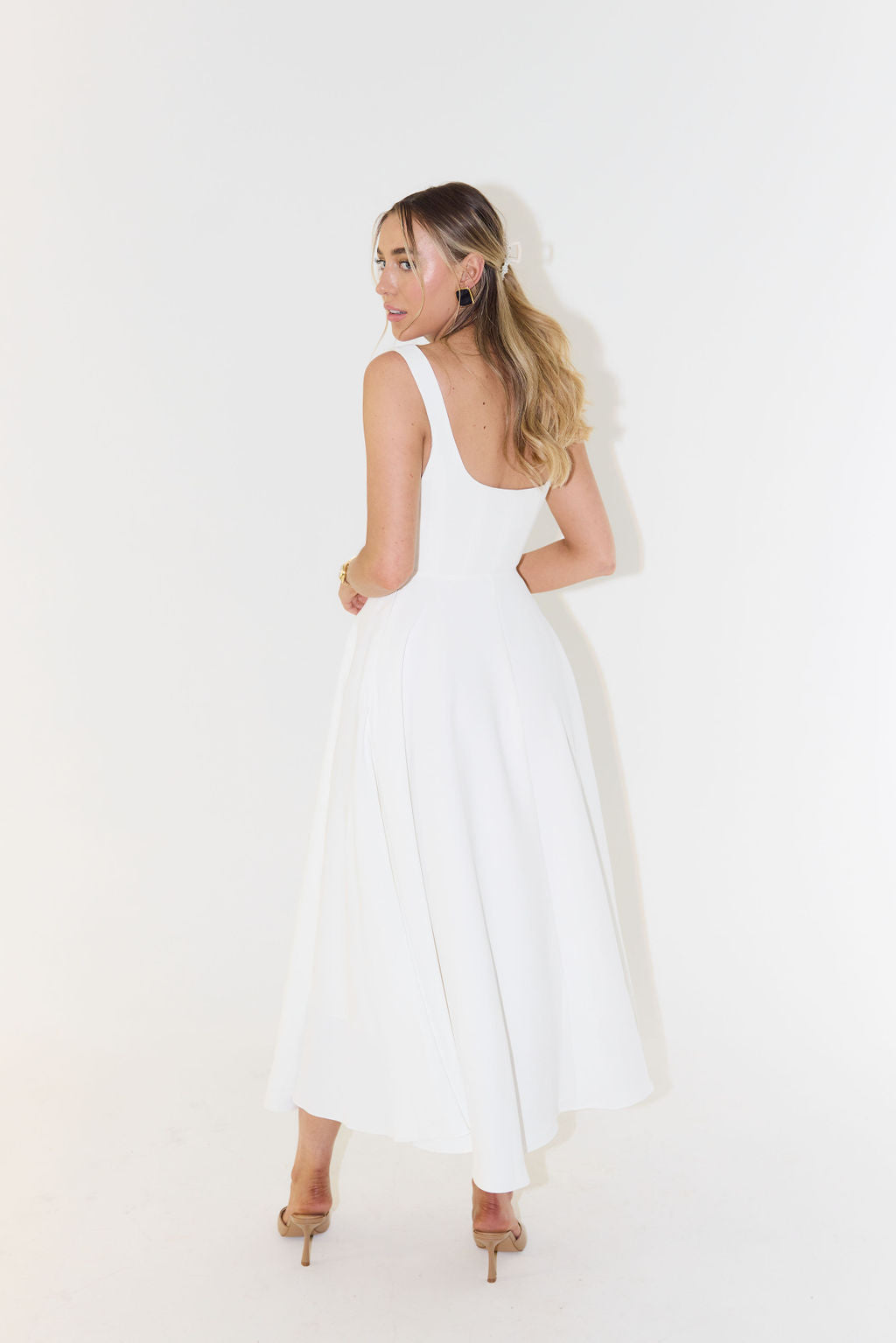 Abito Midi Donna con Gonna a Ruota
