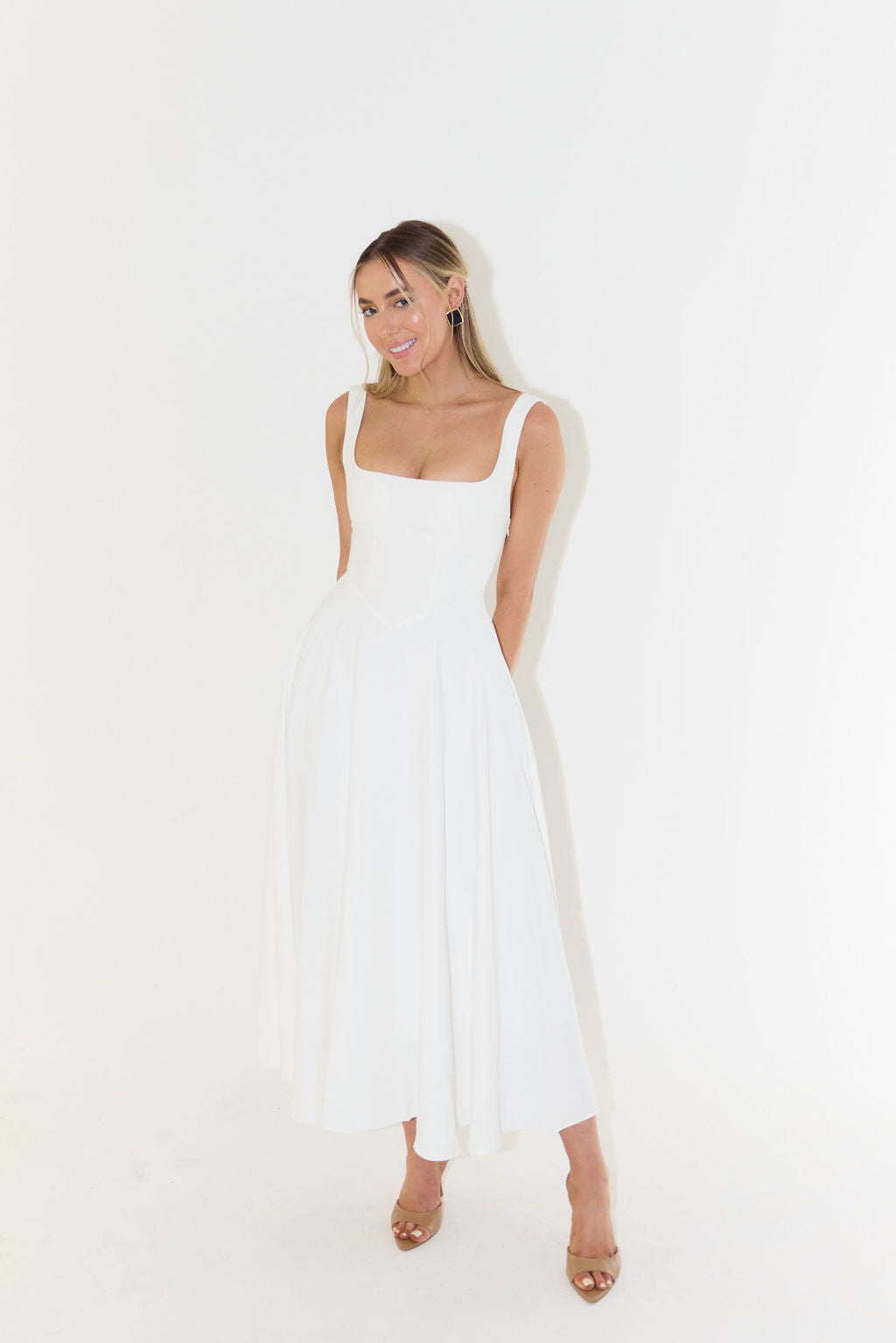 Abito Midi Donna con Gonna a Ruota