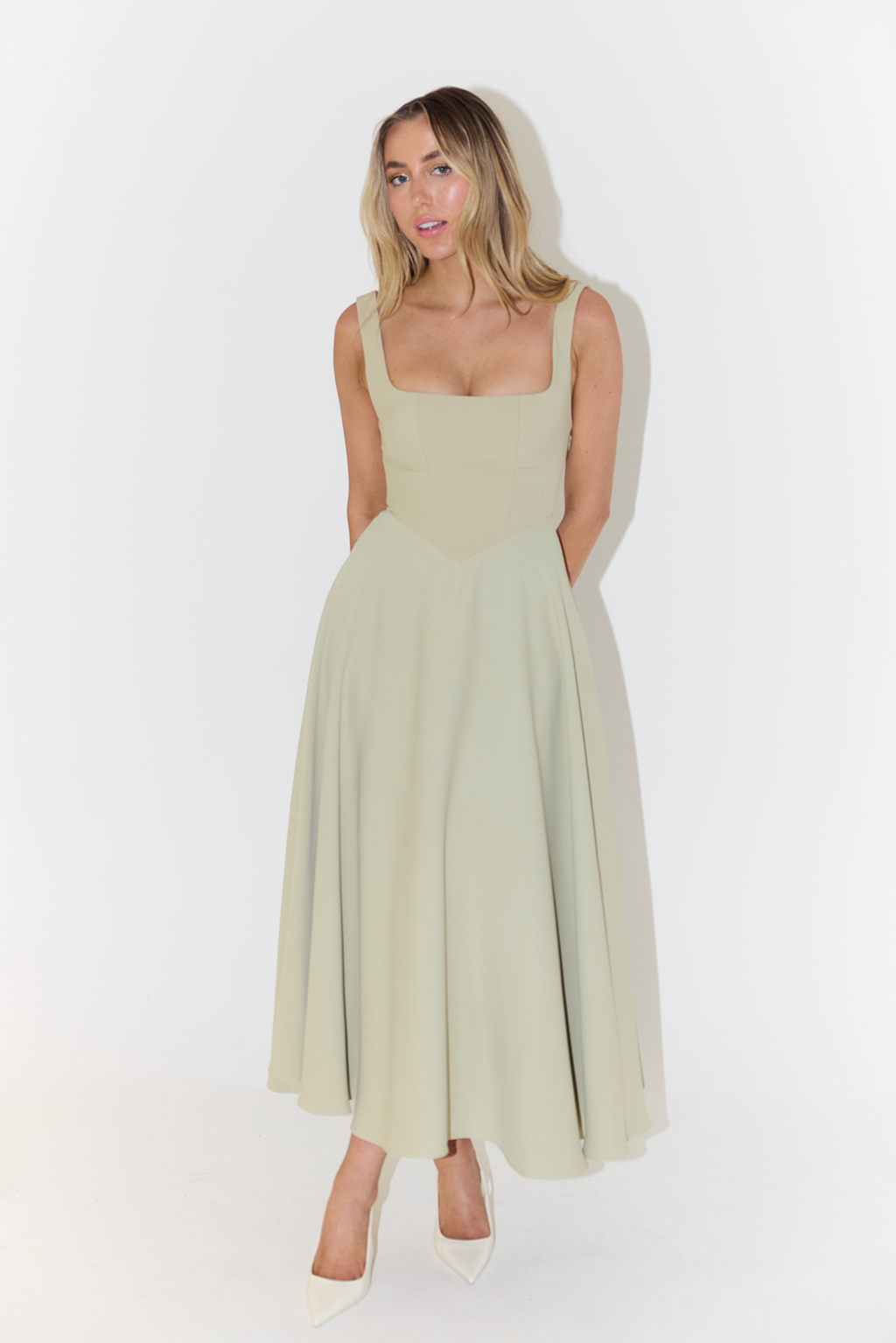 Abito Midi Donna con Gonna a Ruota