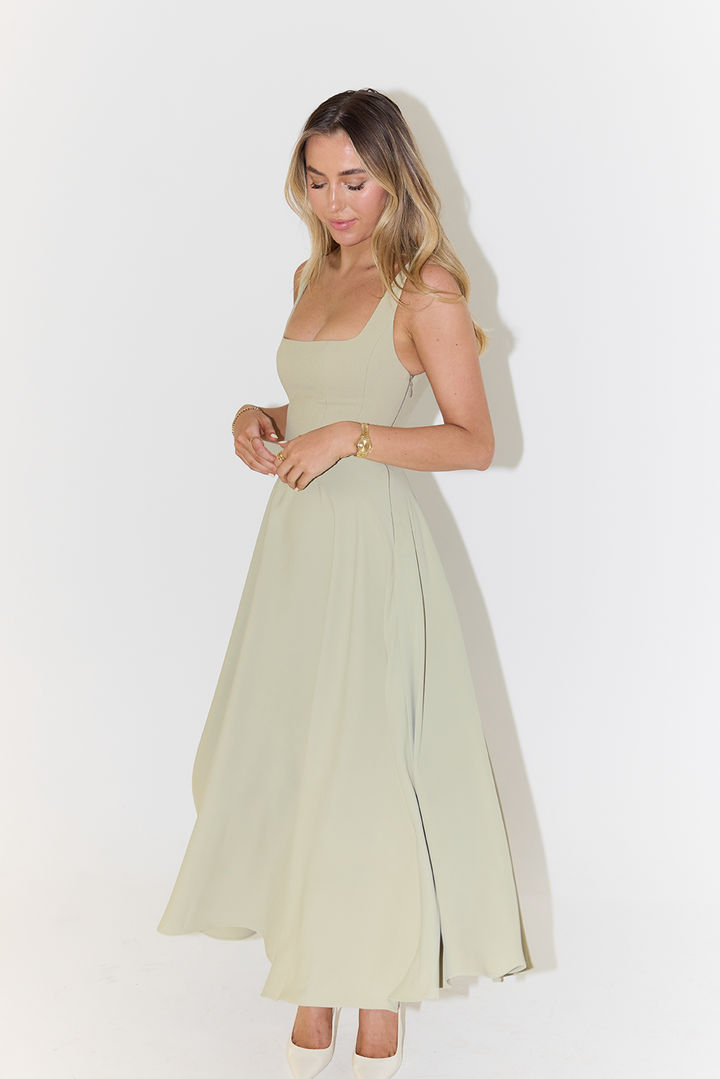 Abito Midi Donna con Gonna a Ruota
