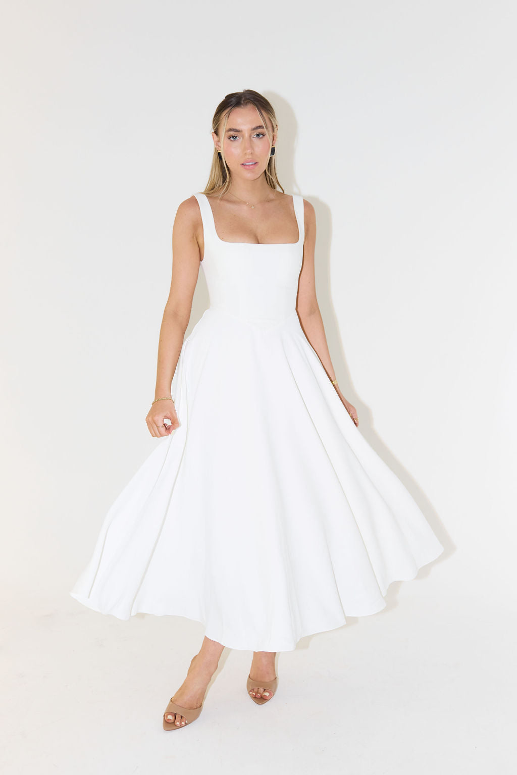 Abito Midi Donna con Gonna a Ruota