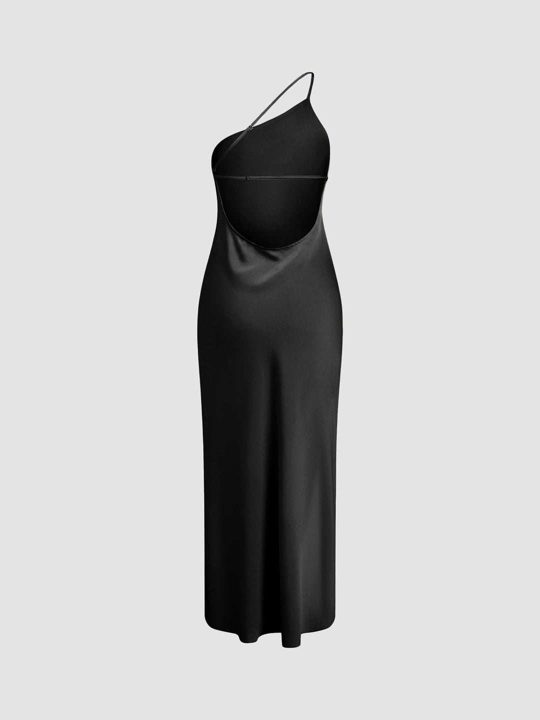 Long satin dress with slits at the back