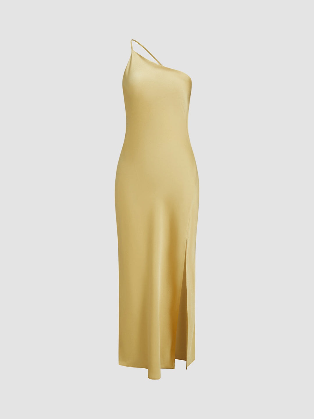 Long satin dress with slits at the back