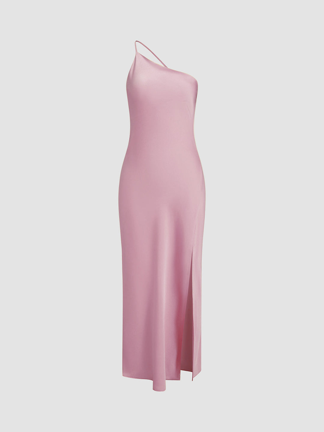 Long satin dress with slits at the back